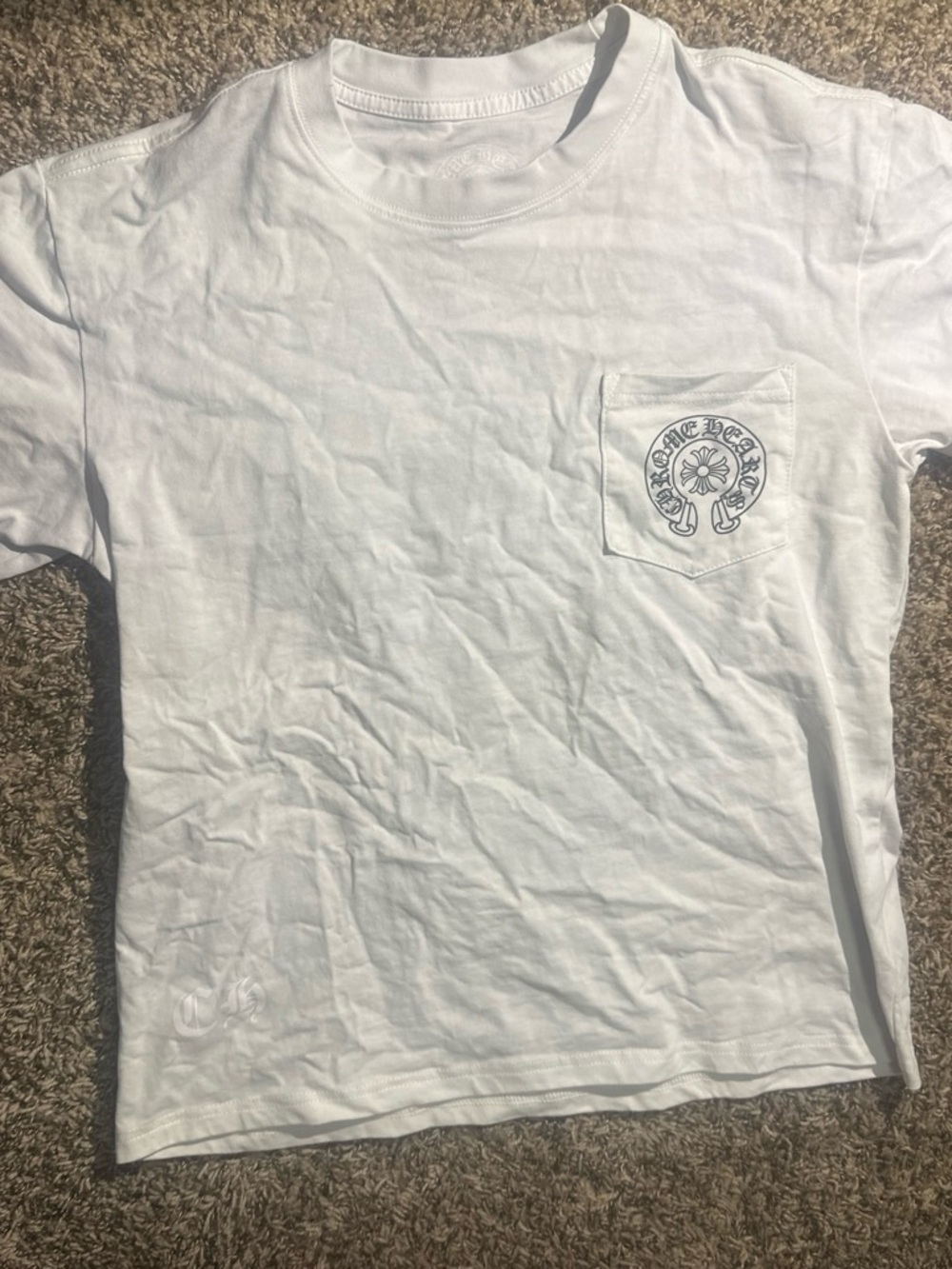Chrome Hearts White Short-Sleeve Pocket Tee with Logo